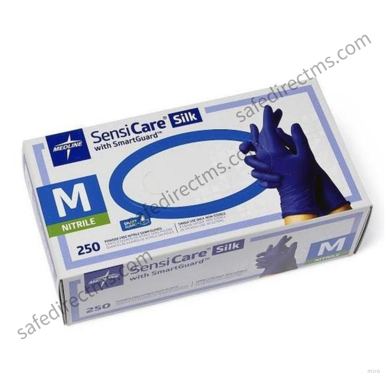 Disposable Nitrile Gloves - Medline SensiCare Silk Nitrile Gloves Size M (250/Box)
