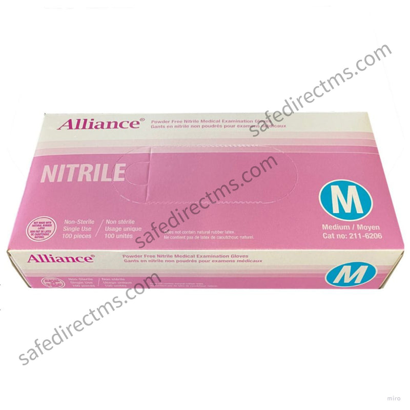 Alliance Nitrile Examination Gloves:Size: M (100 Gloves/ Box)